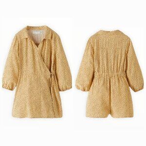Zara girl size 7 yellow romper wrap dress long sleeve
